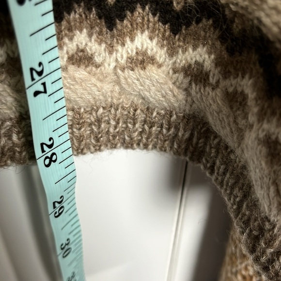 J. Jill Womens Waterfall Front Cardigan L Brown Tan Cream Pockets Aztec Wool EUC - Picture 14 of 15